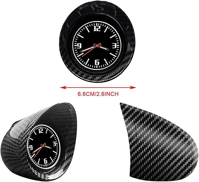 YOURKARTS.COM Carbon Fiber Car Dashboard Clock - Stylish Analog Mini Dashboard Clock for Cars, SUVs, and Trucks (Black)