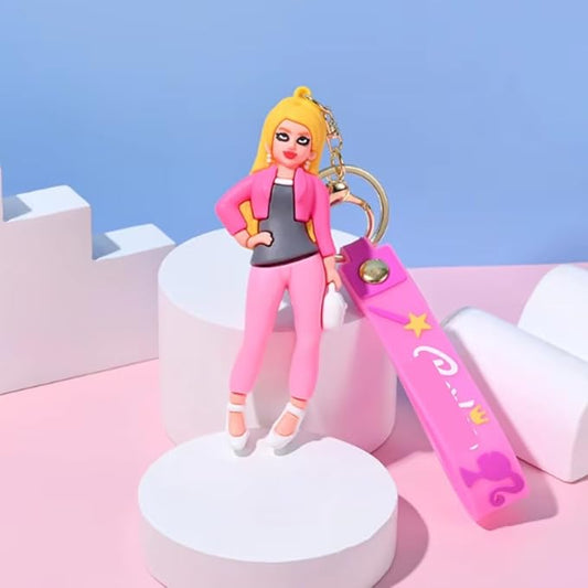 YOURKARTS.COM Girl Keychain, Pink, 10 cm – Stylish and Unique Key Ring Accessory(Pack of 2 random Design)