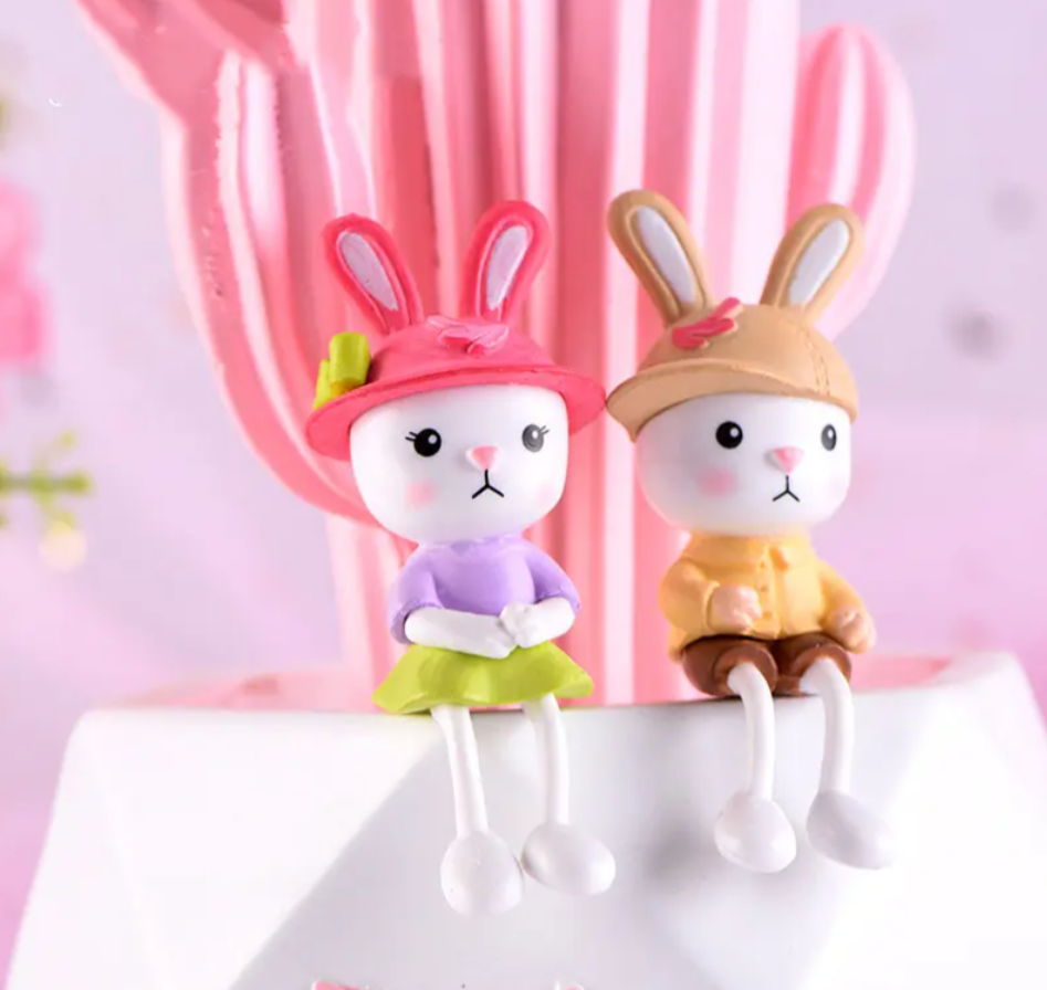 YOURKARTS.COM Cute Cat Figurine Letter Set, Love Decorative Display, Pink and Blue, for Car Dashboard, Kids Room & Decor Set of 4 (Bunny)