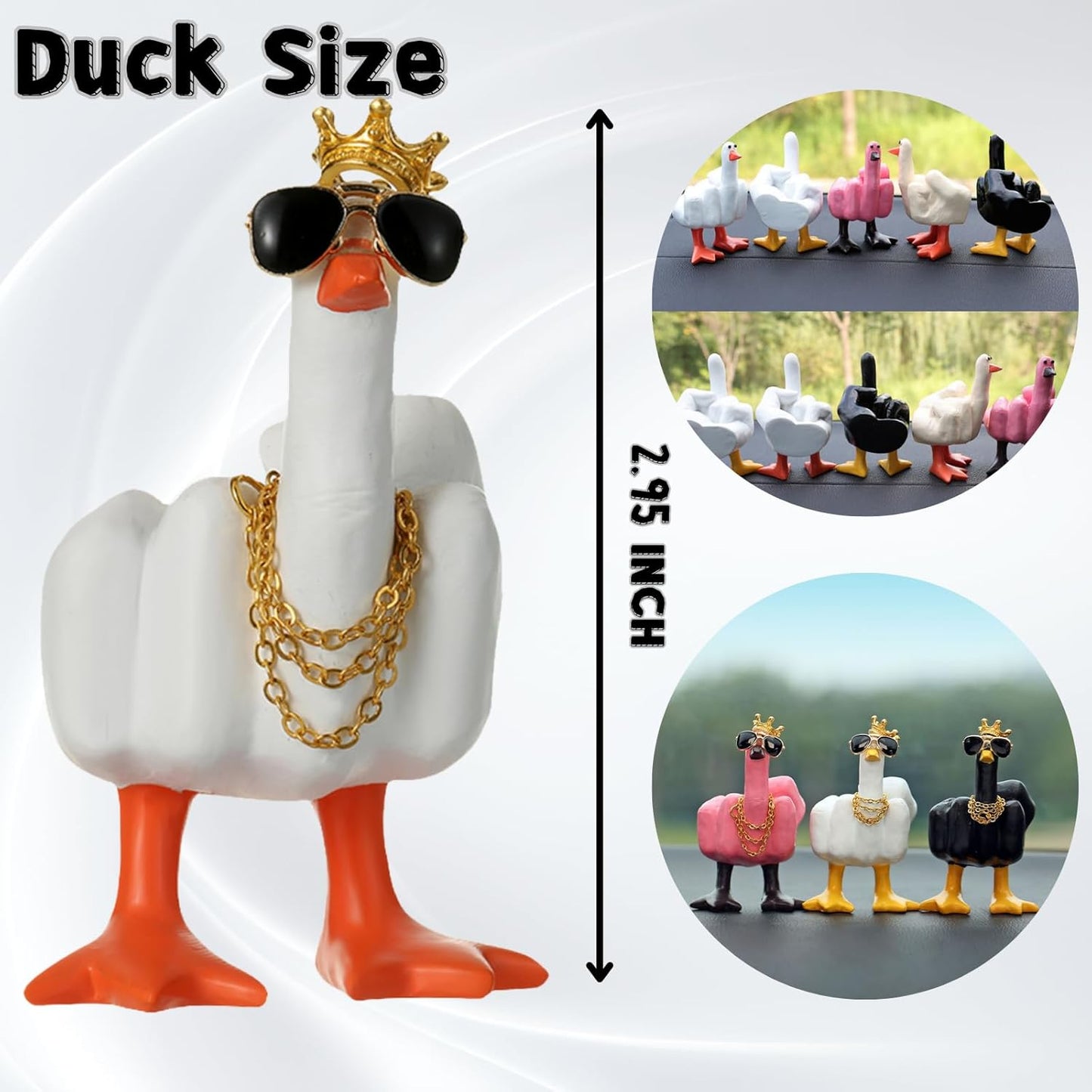 YOURKARTS.COM Cute Duck & Warrior Design Car Dashboard Accessory, Pack of 3 Adorable Toy (Gold Chain Duck)