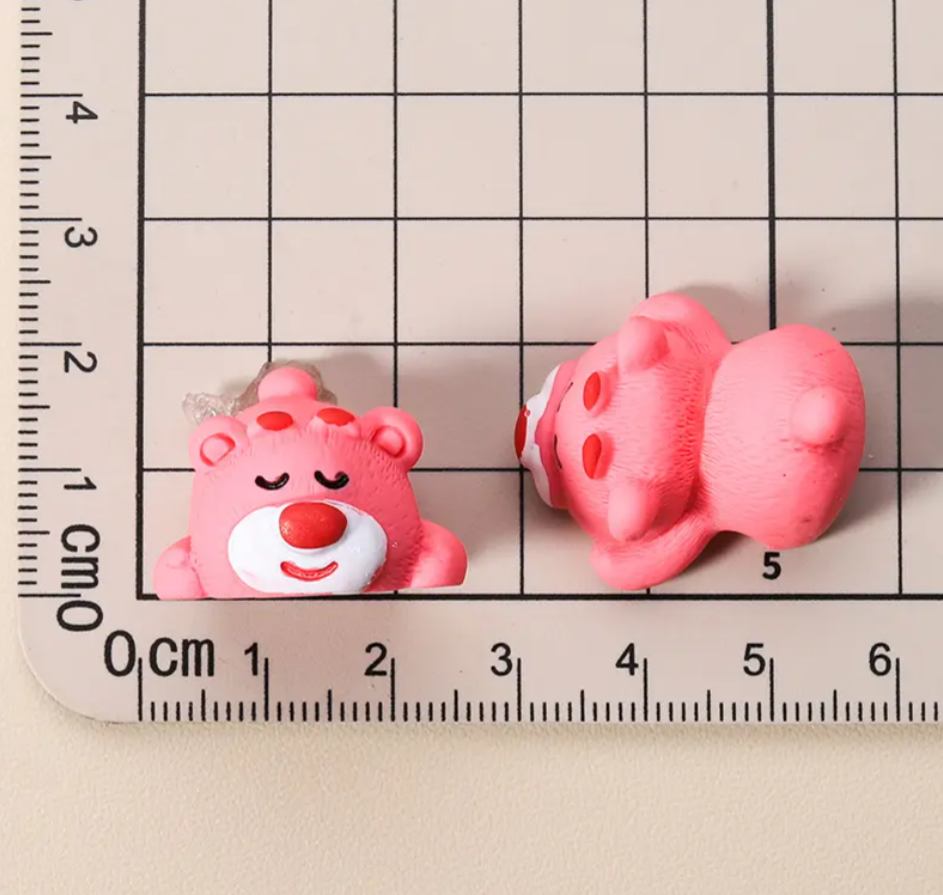 YOURKARTS.COM Car Ornaments Set, 2 cm Miniature Bear, Dog, Dragon Figurines, Multicolour (5, Pink Bear)