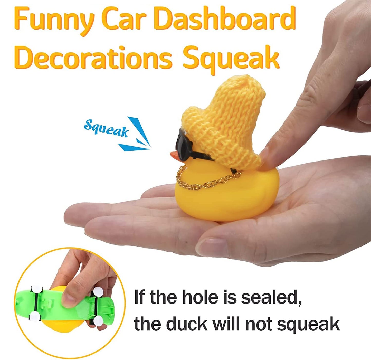 YOURKARTS.COM Cute Duck & Warrior Design Car Dashboard Accessory, Pack of 3 Adorable Toy (Skateboard Duck)