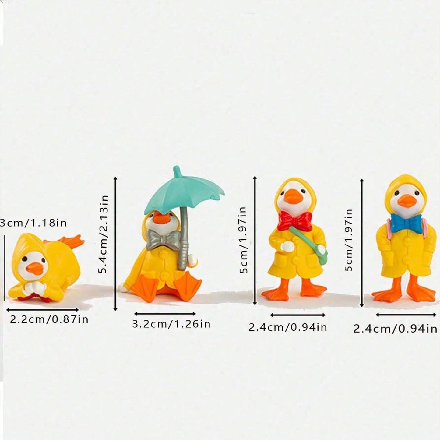 YOURKARTS.COM Cute Duck & Warrior Design Car Dashboard Accessory, Pack of 3 Adorable Toy (Rain Coat Duck Set of 4)