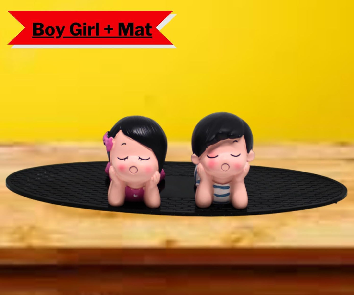 YOURKARTS.COM Cute Couple Universal Anti-Slip Car Dashboard Pad - Multi-Color Sticky Rubber Pad with Superior Grip Technology (Cute Couple)