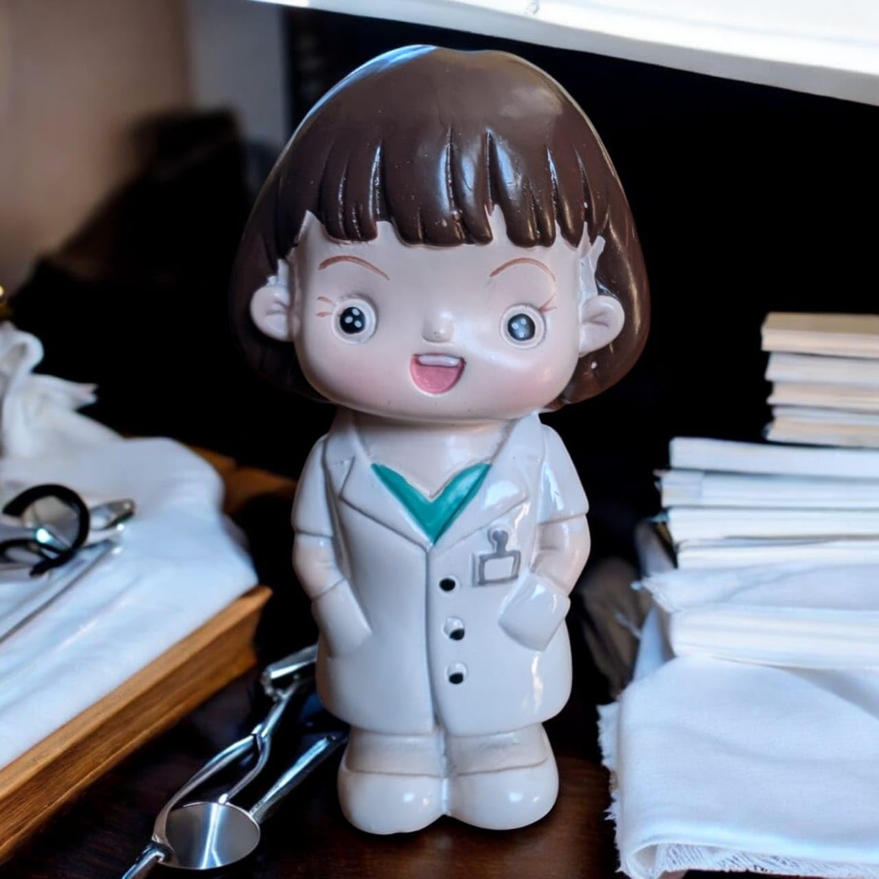 Yourkarts Small PVC Doctors Figures for Office Desk, Home Décor, Unique Decoration for Car Interiors (female)