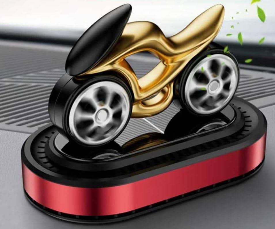 YOURKARTS.COM Solar-Powered Car Air Freshener - Aromatherapy Perfume with Stylish Bike Design