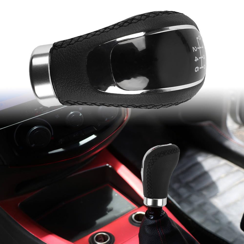 YOURKARTS.COM Leather & Chrome Gear Shift Knob - 5/6 Speed Manual Transmission with Installation Kit(0533)