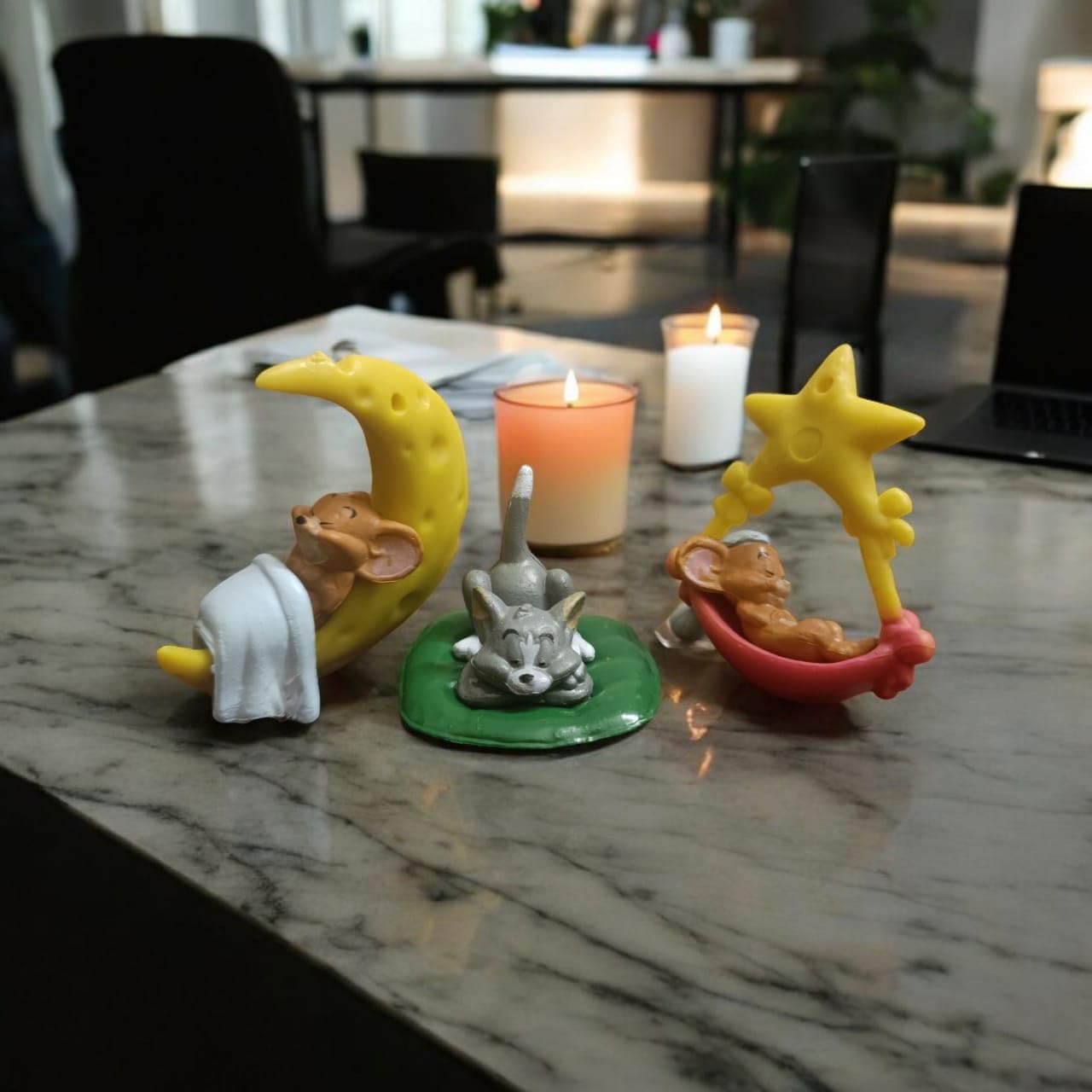 YOURKARTS.COM Tom & Jerry Cute Sleeping Car Interior Accessory, Dashboard and Table Decoration (Set of 3)