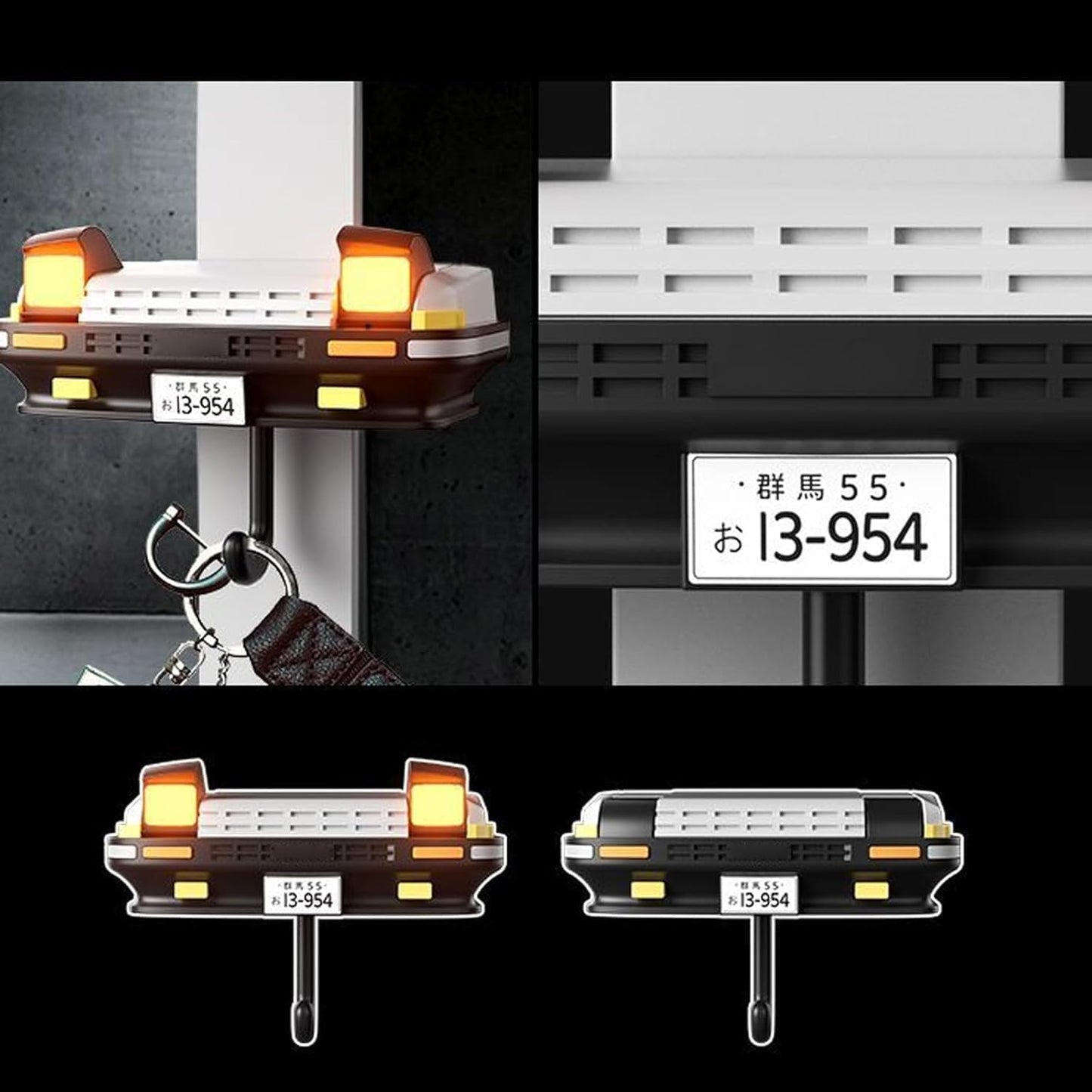 YOURKARTS.COM Toyota Trueno Car Shape Keychain Hanger with Light-Up Headlights | Wall Mount Key Holder | Auto Lights On When Keys Are Hung | Home & Office Organizer