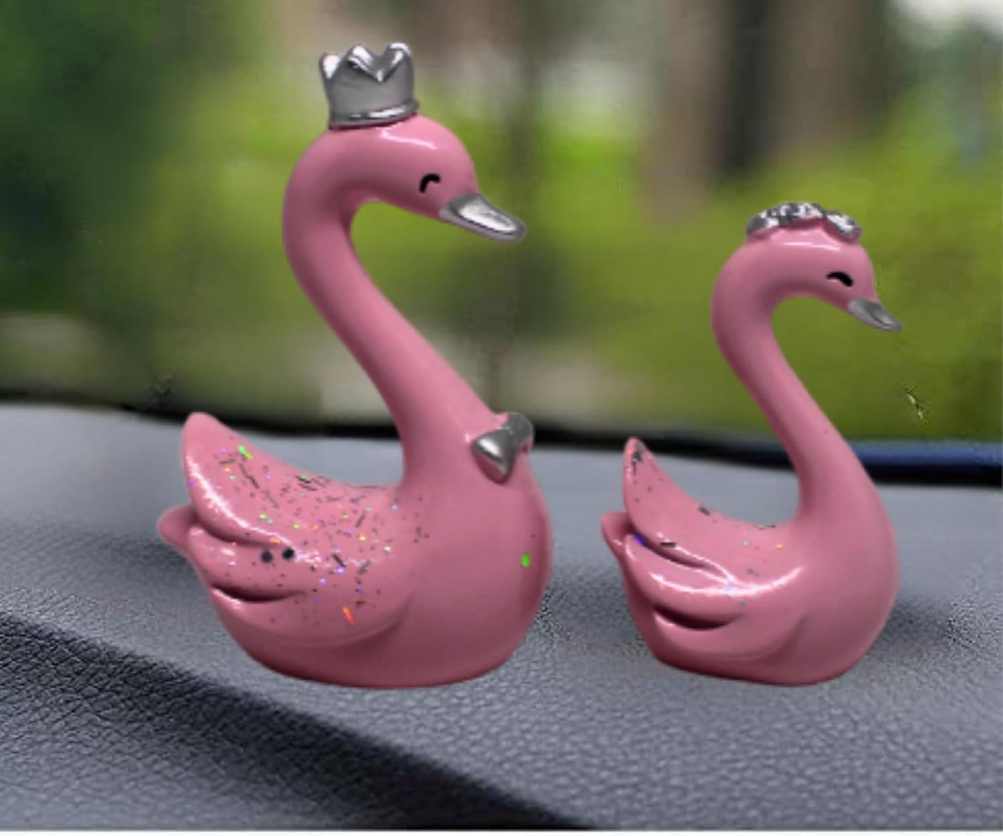 YOURKARTS.COM Cute Couple Universal Anti-Slip Car Dashboard Pad - Multi-Color Sticky Rubber Pad with Superior Grip Technology (swan Couple)