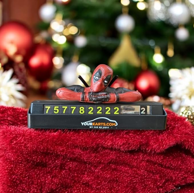 YOURKARTS.COM PVC Car Phone Number Dashboard Fantasy Display Plate, 27 x 8 cm, Push Down to Hide Number deadpool A