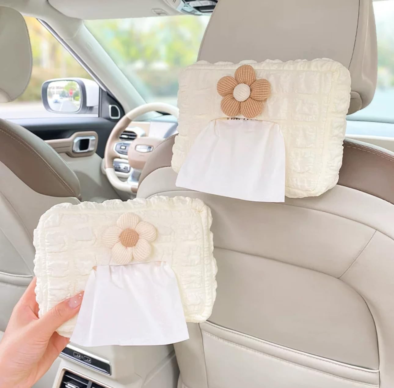 YOURKARTS.COM Flower Tissue Holder| Beautiful Tissue Holder for Car Interiors