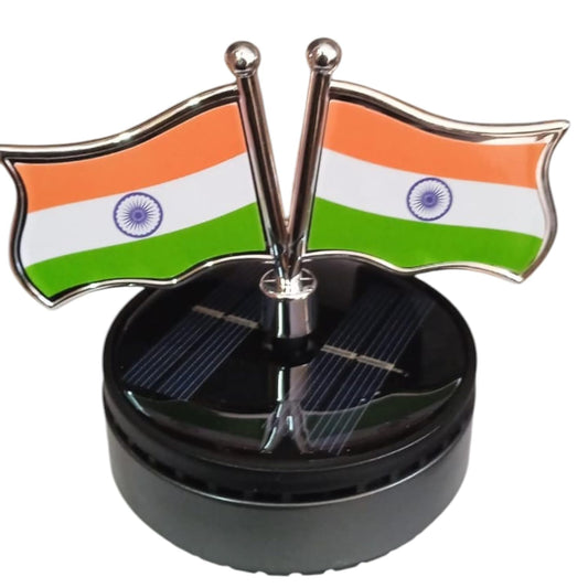 YOURKARTS.COM Solar-Powered Car Perfume with Dual Flag Design, Car and Desktop Decoration (Close Spread)
