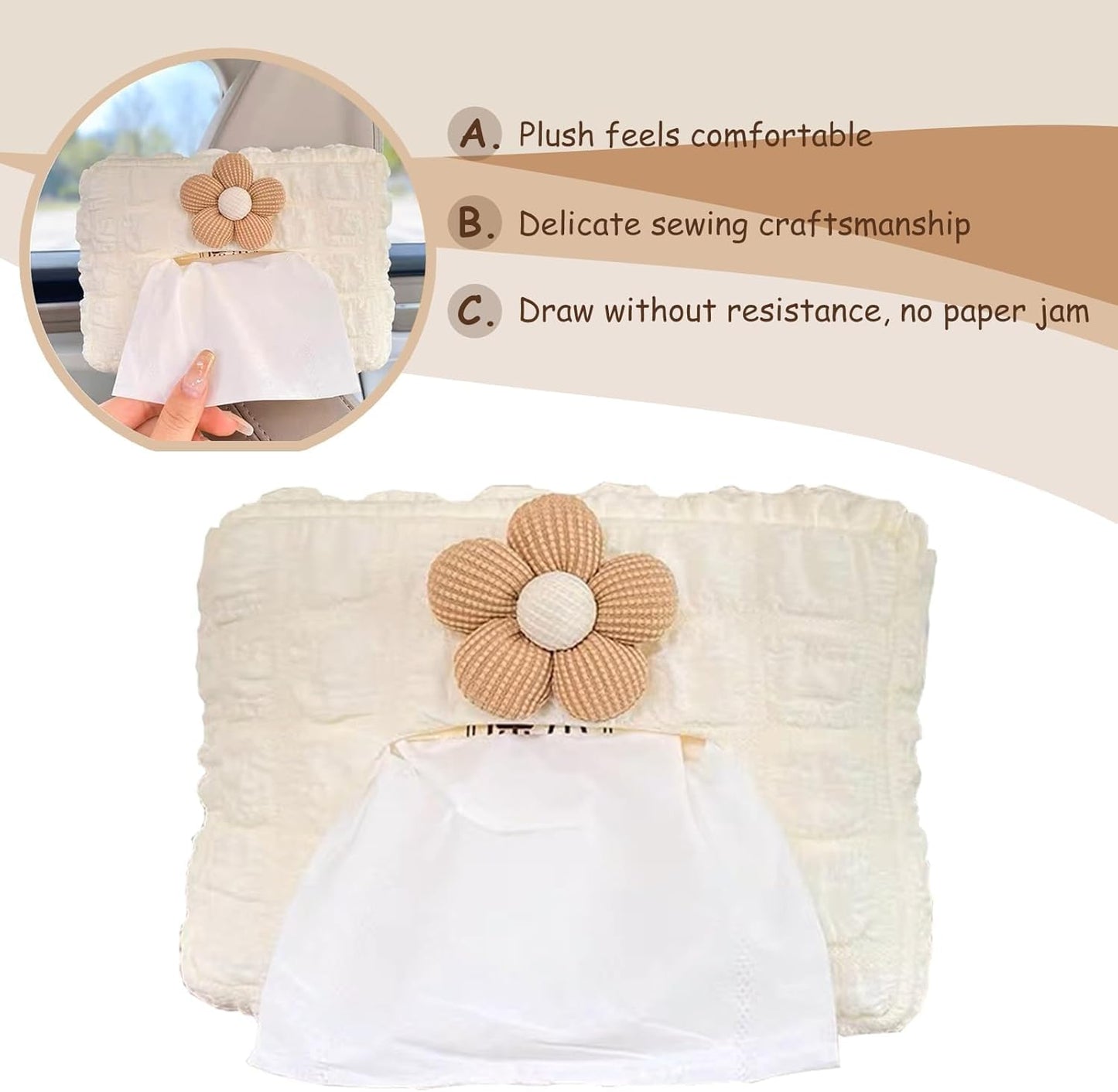 YOURKARTS.COM Flower Tissue Holder| Beautiful Tissue Holder for Car Interiors