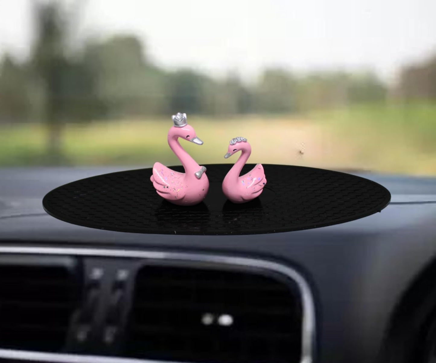 YOURKARTS.COM Cute Couple Universal Anti-Slip Car Dashboard Pad - Multi-Color Sticky Rubber Pad with Superior Grip Technology (swan Couple)