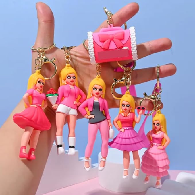 YOURKARTS.COM Girl Keychain, Pink, 10 cm – Stylish and Unique Key Ring Accessory(Pack of 2 random Design)