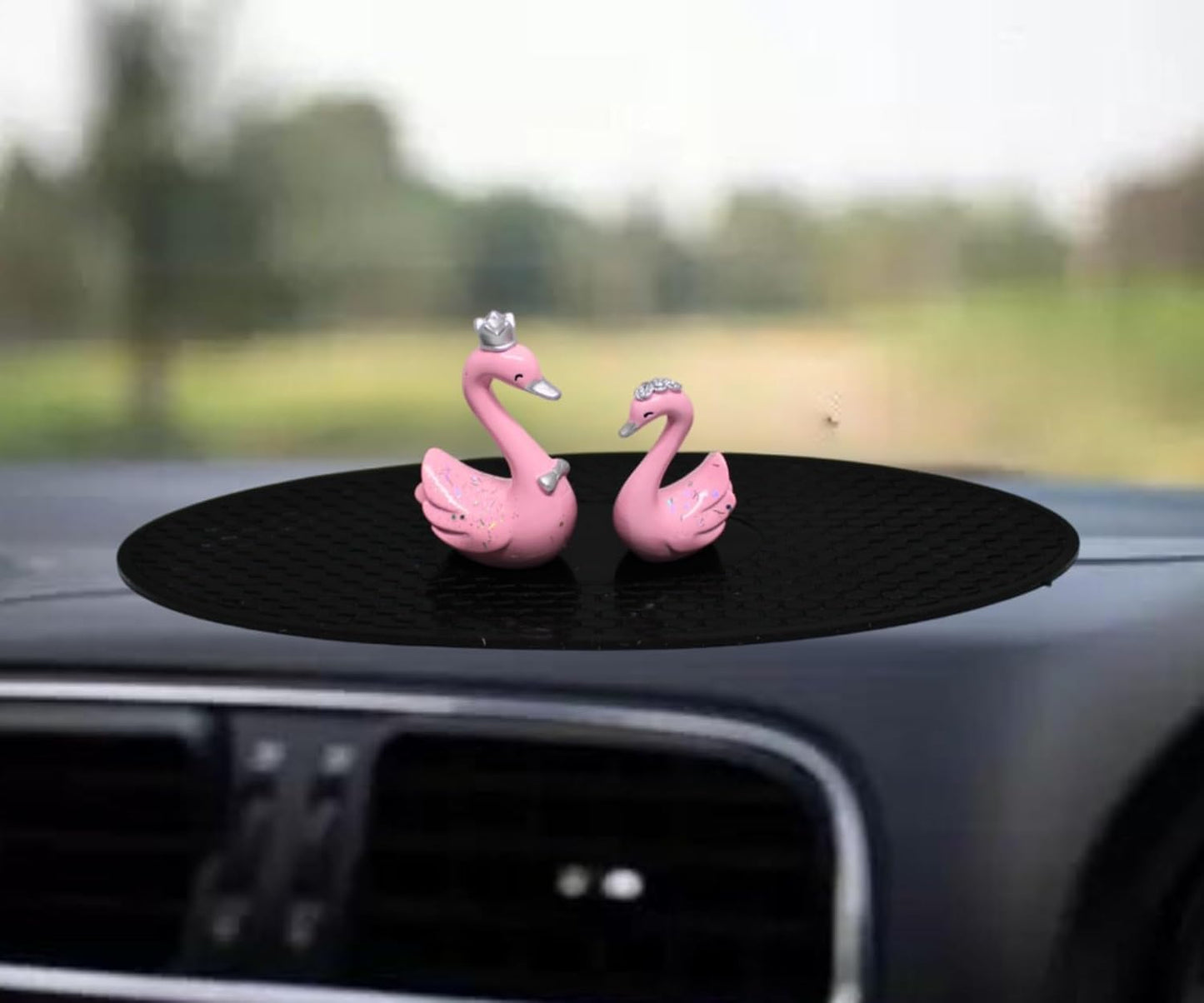 YOURKARTS.COM Cute Couple Universal Anti-Slip Car Dashboard Pad - Multi-Color Sticky Rubber Pad with Superior Grip Technology (swan Couple)