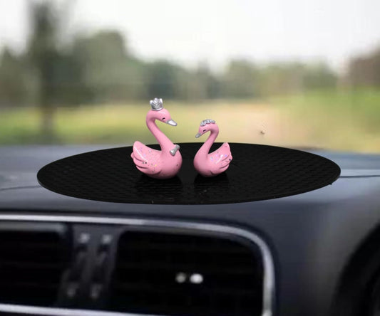 YOURKARTS.COM Cute Couple Universal Anti-Slip Car Dashboard Pad - Multi-Color Sticky Rubber Pad with Superior Grip Technology (swan Couple)