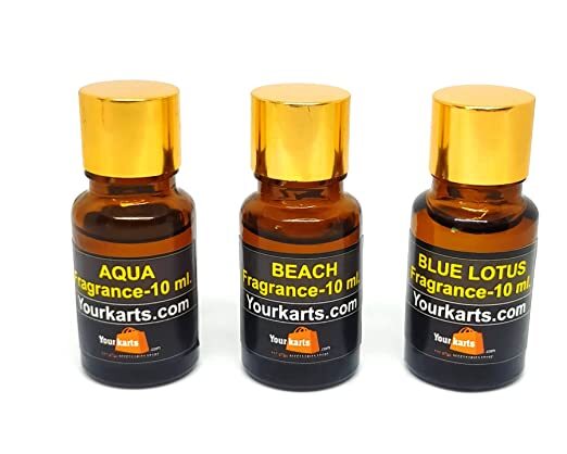 YOURKARTS.COM Natural Essential Oil Fragrance For AC, Car, Home, Office, Cabins Diffusers with fragrances of Aqua, Beach, Blue days (PACK OF 3x10ml + 5 ml tester)