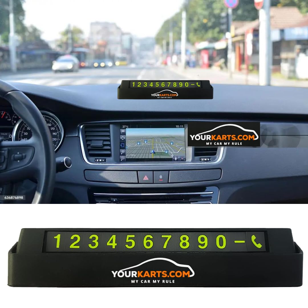 YOURKARTS.COM PVC Car Phone Number Dashboard Fantasy Display Plate, 27 x 8 cm, Push Down to Hide Number (Black)