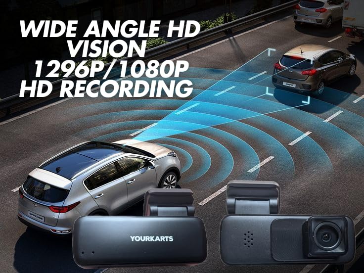 YOURKARTS.COM L16 Compact HD Dash Cam 1296P/1080P with WiFi & Viidure App, Motion Detection, 128GB Support, Wide Temp Range, 12V-24V Compatible – 18-Month Warranty