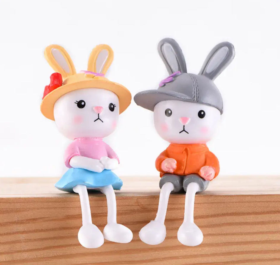 YOURKARTS.COM Cute Cat Figurine Letter Set, Love Decorative Display, Pink and Blue, for Car Dashboard, Kids Room & Decor Set of 4 (Bunny)