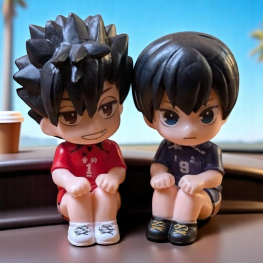 Volleyball Player Chibi Figurine Set of 2 Pieces, Sports Anime Collection, Miniature PVC Collectibles 6.5CM
