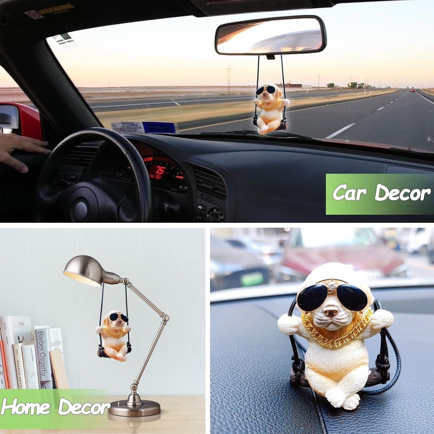 YOURKARTS.COM Cool Labrador Car Mirror Hanging Accessory - Cute & Playful Rearview Mirror Dog Ornament for Car, Home & Office Decor, Ideal Gift for Dog Lovers