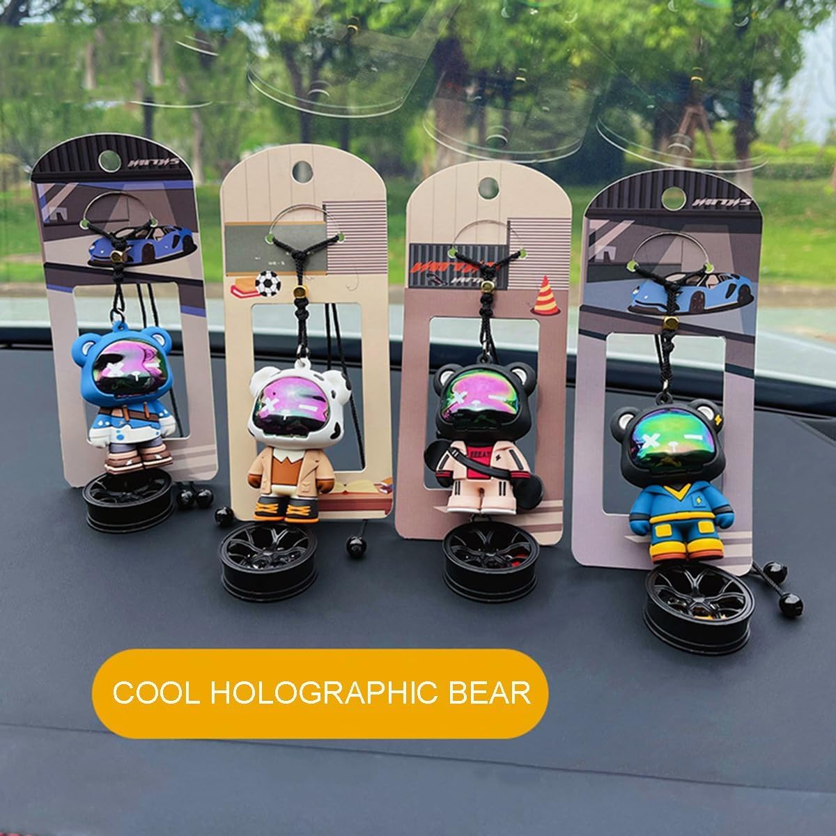 YOURKARTS.COM Bunny Astronaut Car Hanging Ornament, Rearview Mirror Pendant, Decorative Car Accessories (1, Astronaut B)