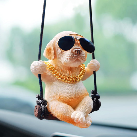 YOURKARTS.COM Cool Labrador Car Mirror Hanging Accessory - Cute & Playful Rearview Mirror Dog Ornament for Car, Home & Office Decor, Ideal Gift for Dog Lovers