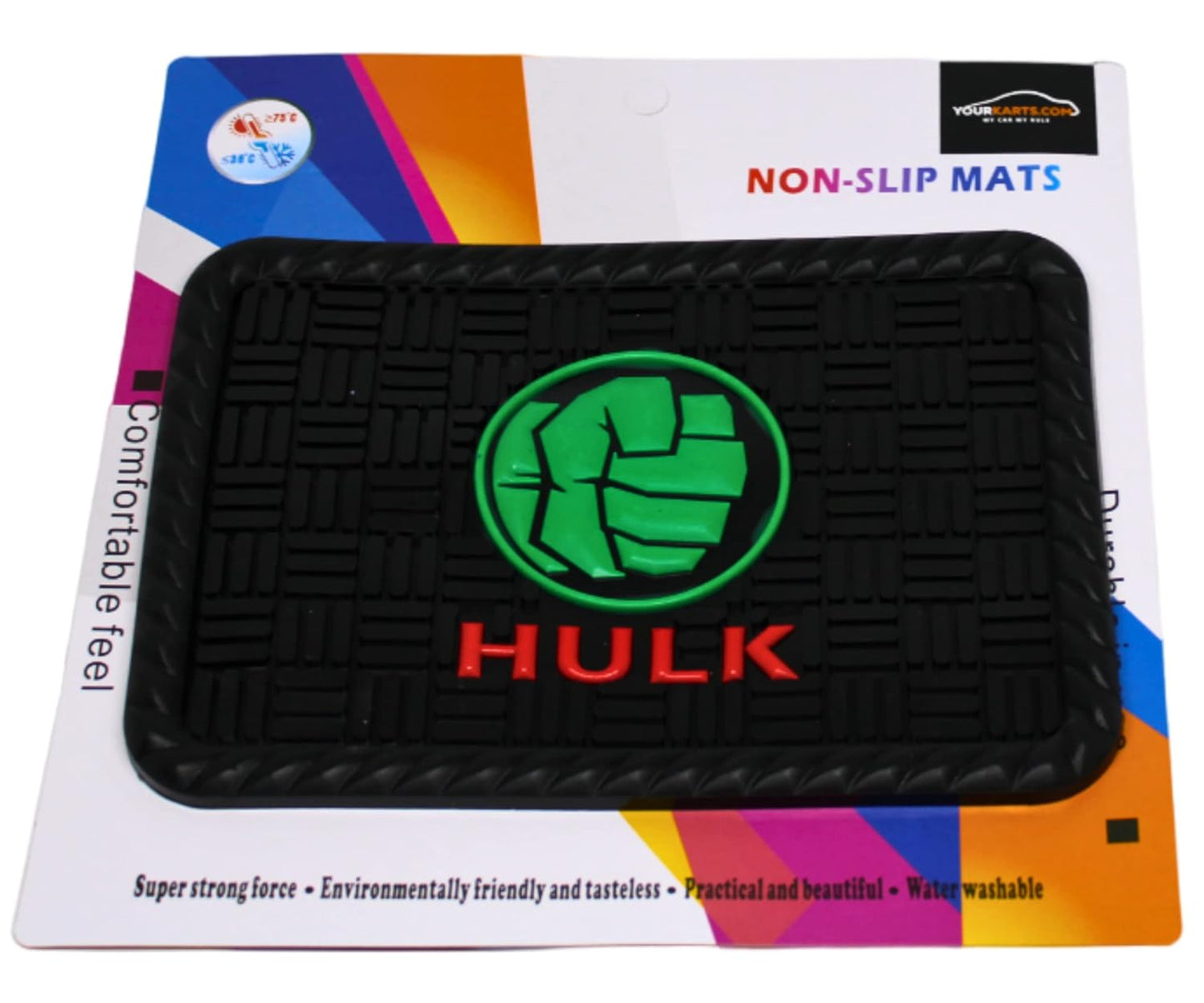 YOURKARTS.COM Secure Grip Non-Slip Car Dashboard Mat – Anti-Skid Pad for Phone, Sunglasses, Keys | Unique Spiritual Decor | car Accessories 2025 (Green Man-HULK)