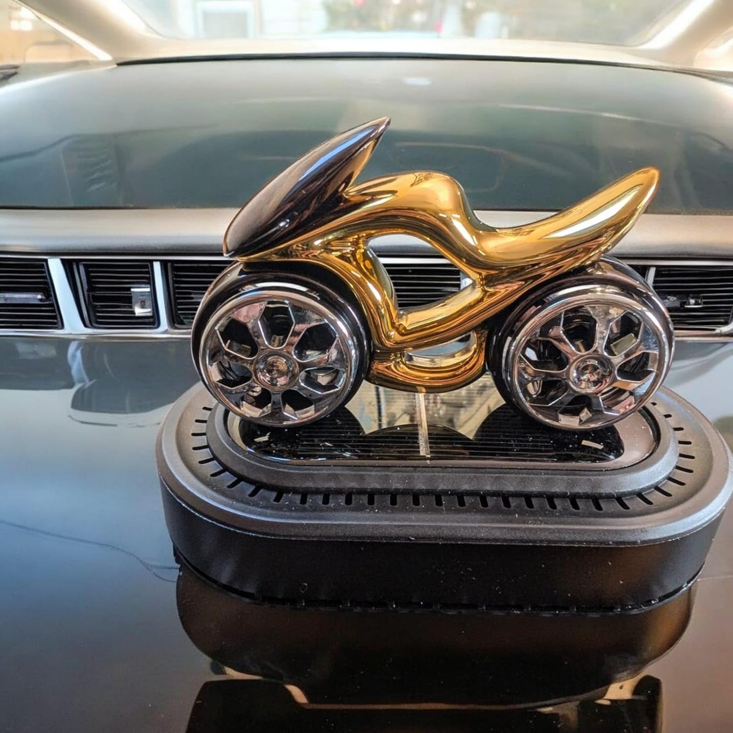 YOURKARTS.COM Solar-Powered Car Air Freshener - Aromatherapy Perfume with Stylish Bike Design