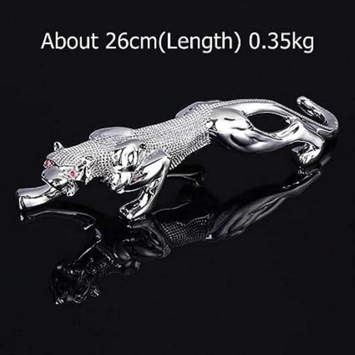 YOURKARTS.COM Realistic Luxury Metal Golden Leopard | Jaguar Showpiece for Car & Home Decor | for Good Luck (Silver)
