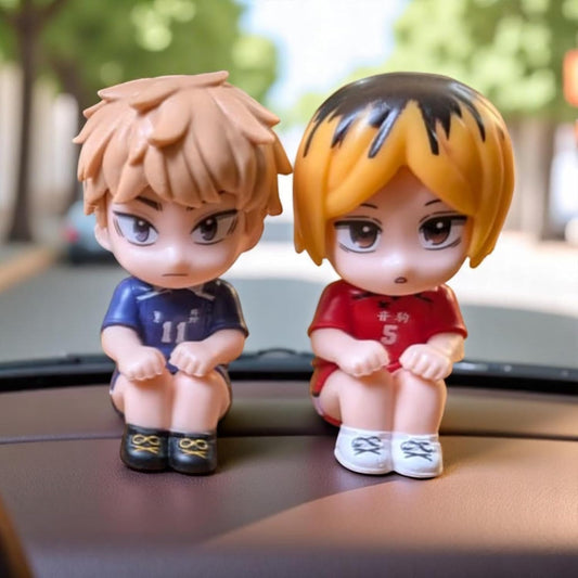 Volleyball Player Chibi Figurine Set of 2 Pieces, Sports Anime Collection, Miniature PVC Collectibles 6.5CM