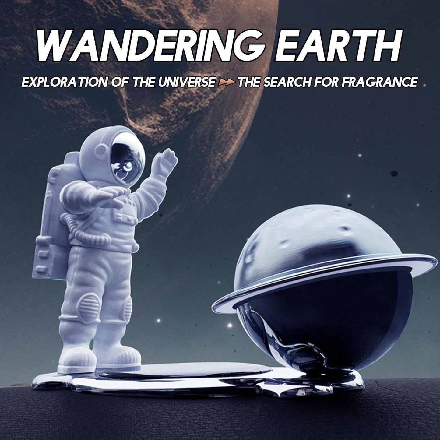 YOURKARTS.COM Solar Rotating Car Air Fragrance - Astronaut & Moon Oil Diffuser, Sunlight-Activated Rotating Car Perfume Decoration for Car Interior
