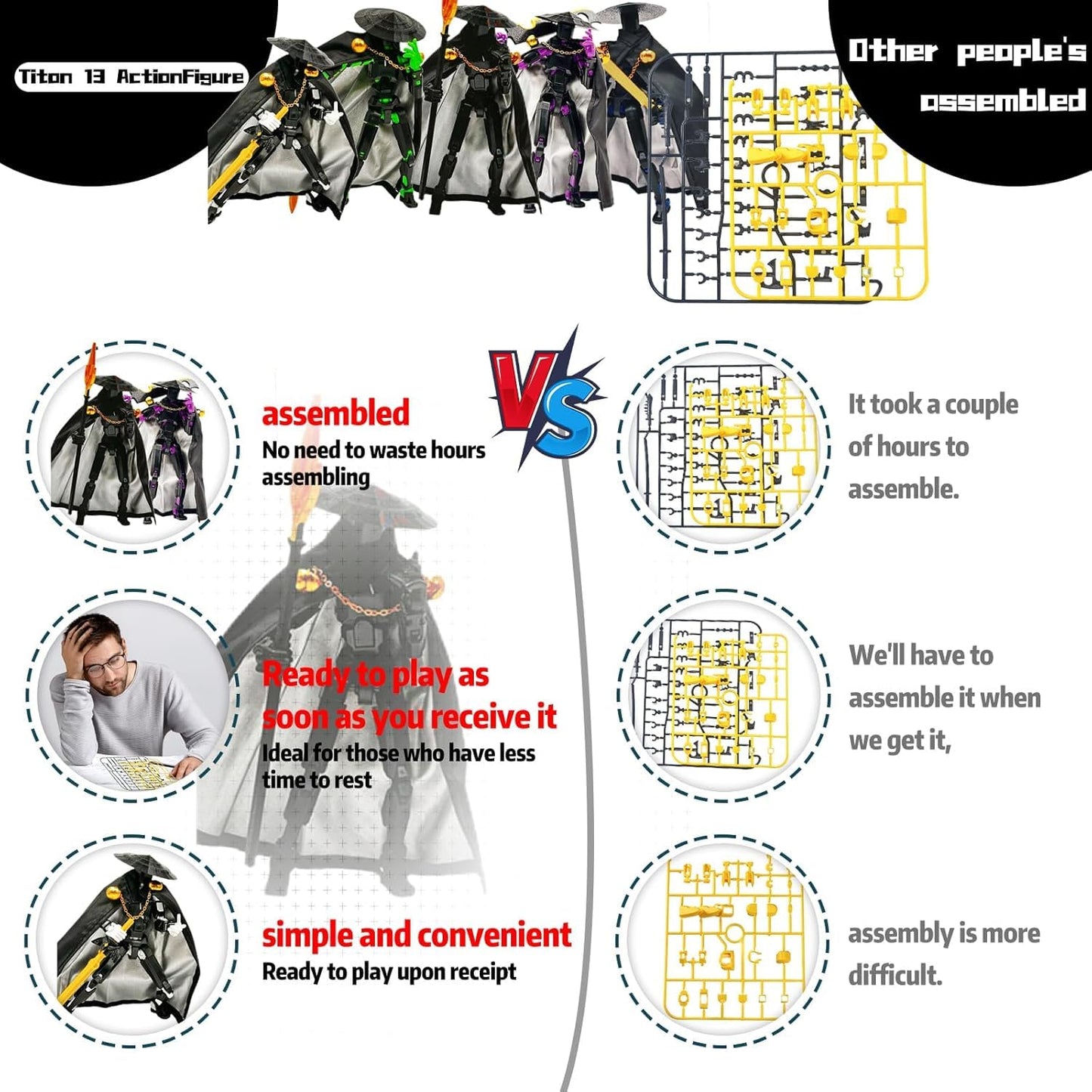 YOURKARTS.COM 3D Printed LED Action Figure, Moving Robot Toy for Kids and Adults, Multi-LED Display (Green Hat)