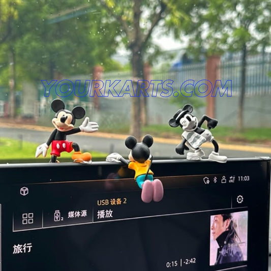 YOURKARTS.COM Mickey Mouse Car Dashboard Decorative Figurines Set, 3 Pieces, Black and Red
