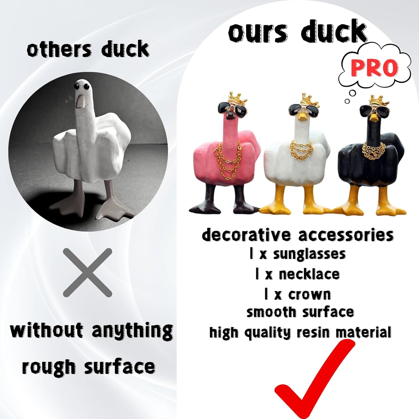 YOURKARTS.COM Cute Duck & Warrior Design Car Dashboard Accessory, Pack of 3 Adorable Toy (Gold Chain Duck)