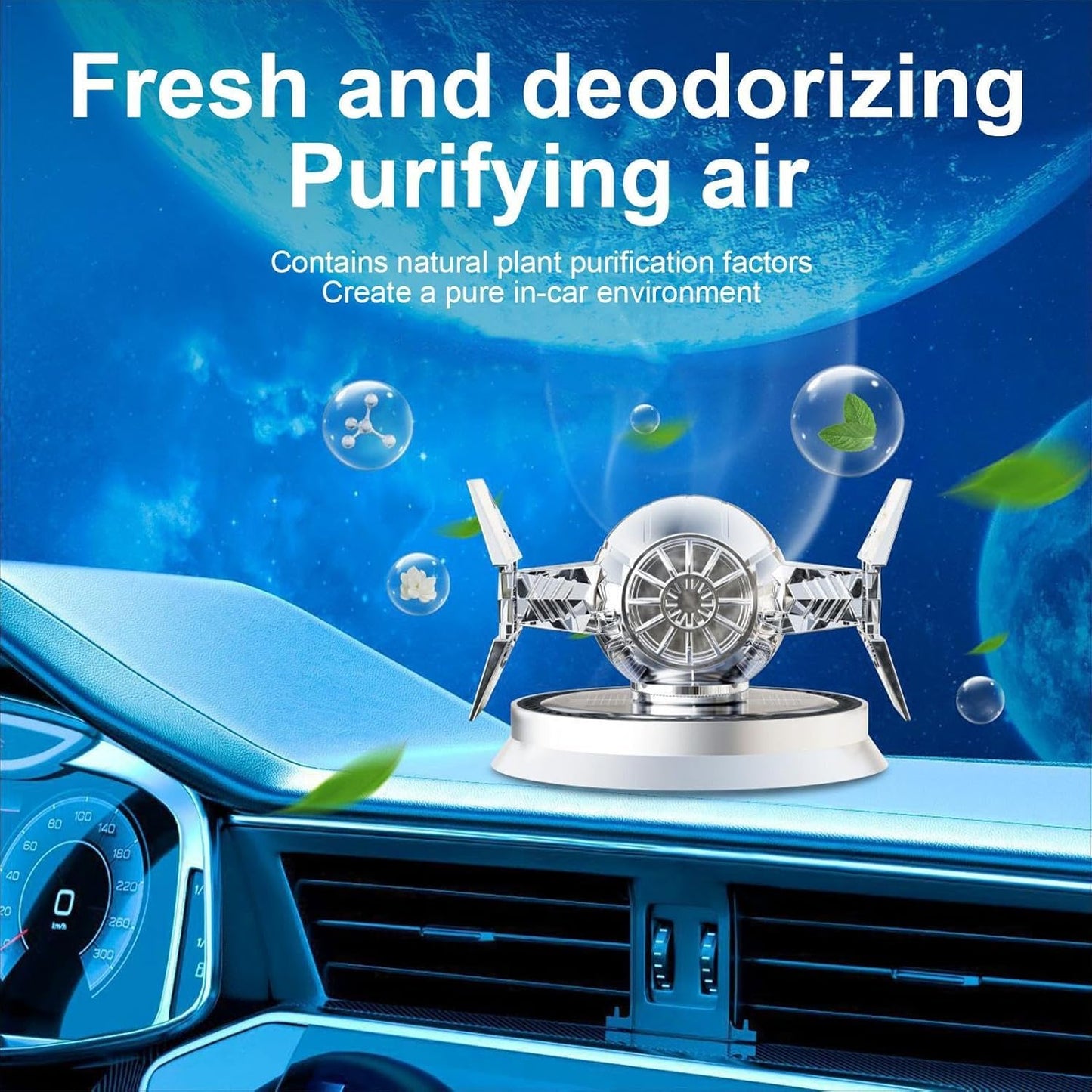 YOURKARTS.COM Car Solar Aroma Therapy | Solar Powered Aromatherapy with Mecha Design Air Freshener Accessories | 360° Fragrance Diffusion Rotation for Car, Home, Living Room