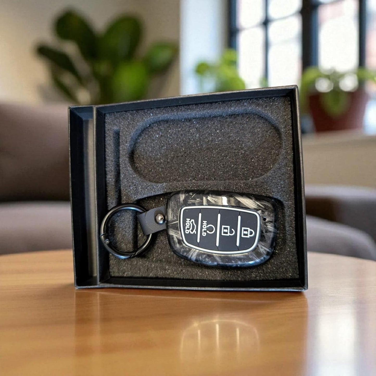 YOURKARTS.COM Car Key Cover Premium Carbon A+ Design Compatible With Hyundai Creta 2024,Creta ev, Alcazar Luxury Waterproof Key Shell & Full Protection 4 Button