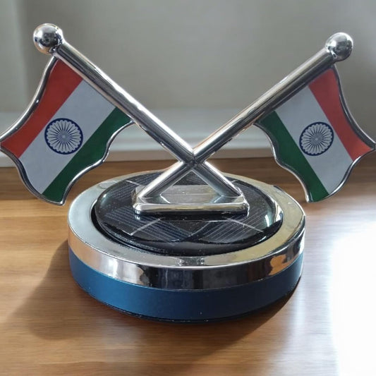 YOURKARTS.COM Solar-Powered Car Perfume with Dual Flag Design, Car and Desktop Decoration (Wide Spread)