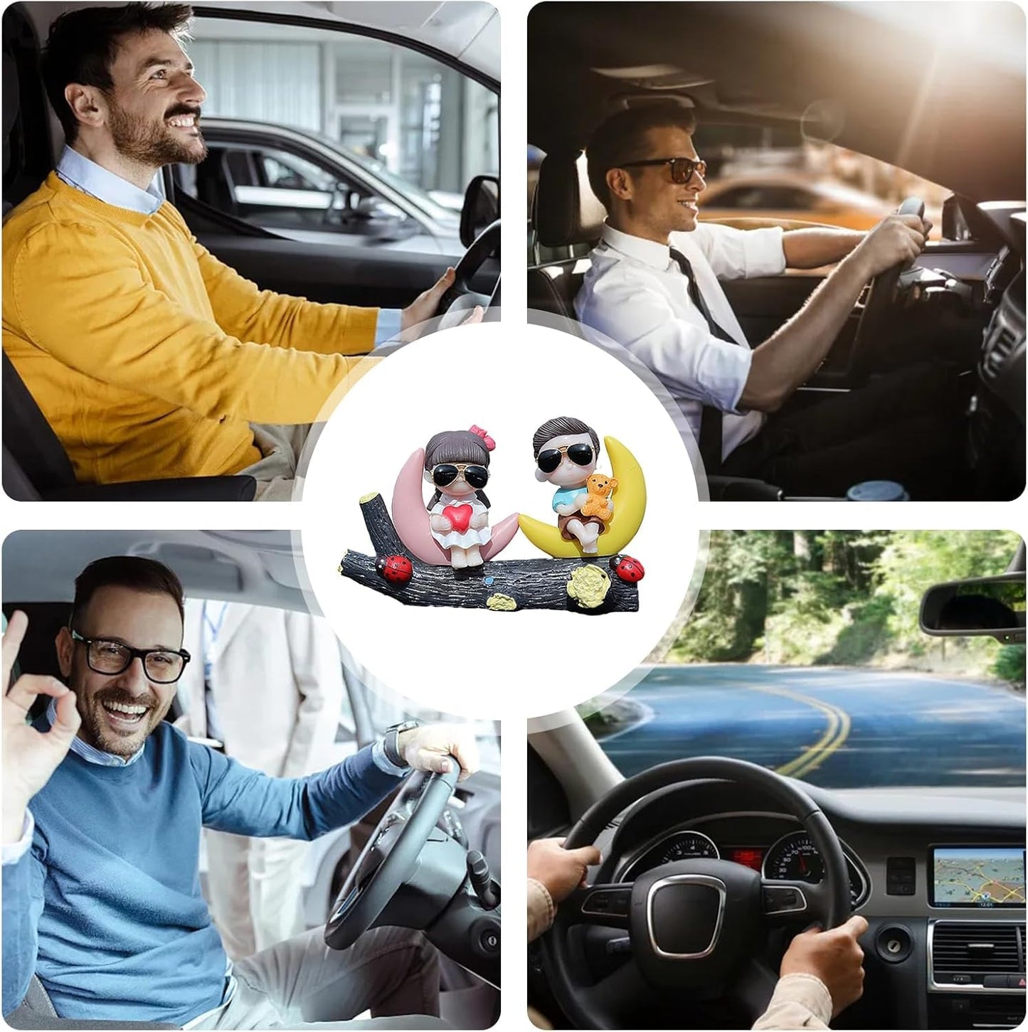 YOURKARTS.COM Decorative Figurine, Couple on Moon and Heart Shaped Bench, 15 cm (Couple on Moon)