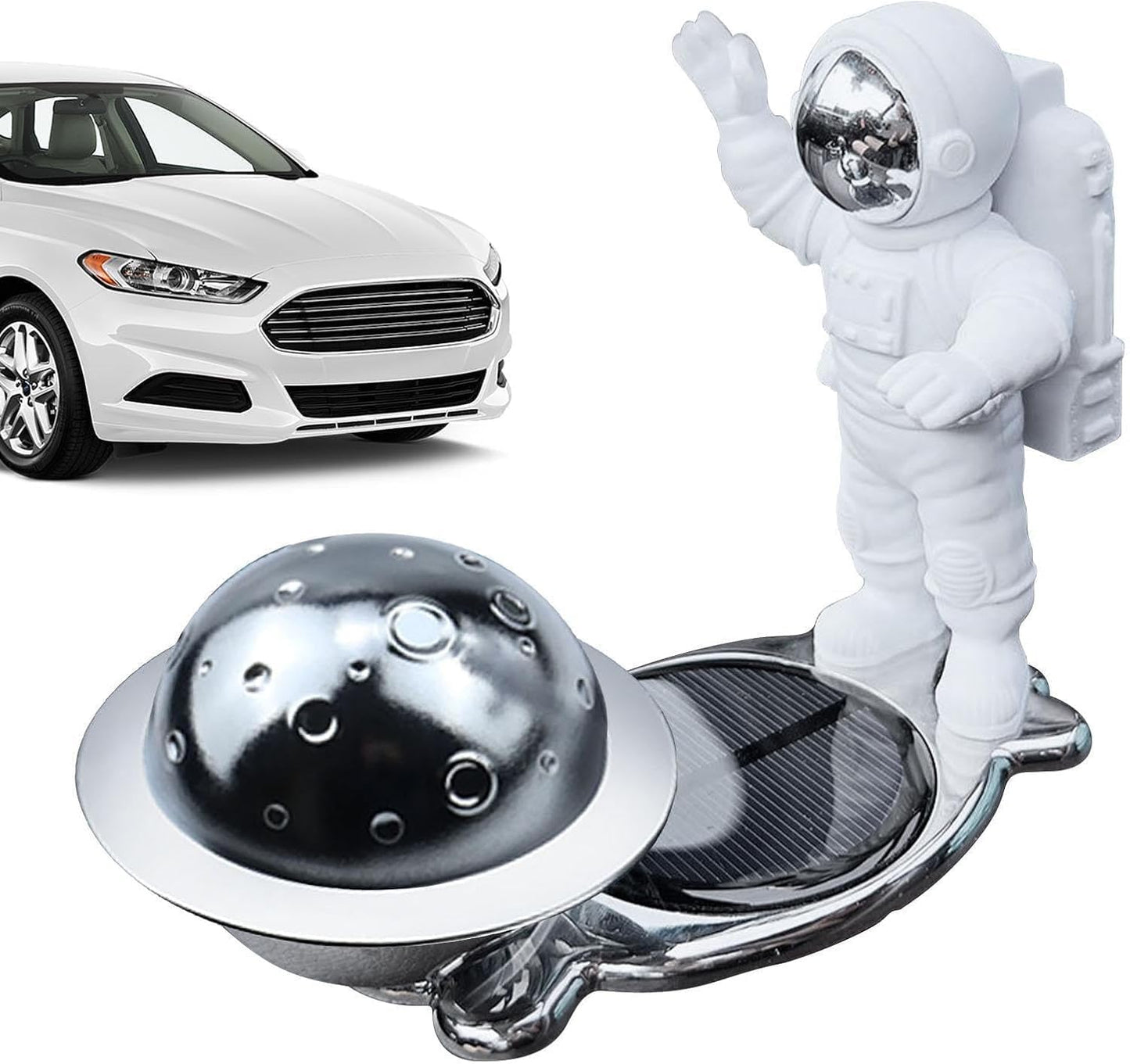 YOURKARTS.COM Solar Rotating Car Air Fragrance - Astronaut & Moon Oil Diffuser, Sunlight-Activated Rotating Car Perfume Decoration for Car Interior