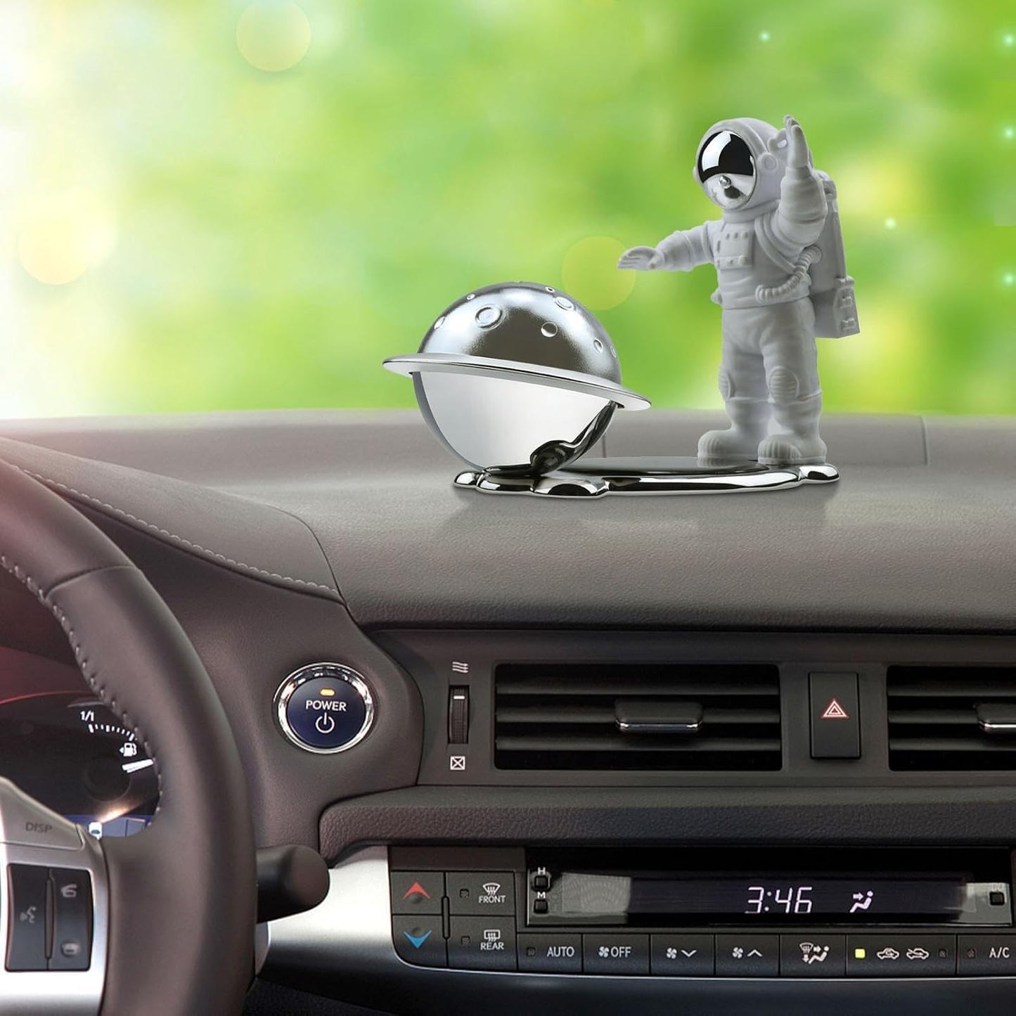 YOURKARTS.COM Solar Rotating Car Air Fragrance - Astronaut & Moon Oil Diffuser, Sunlight-Activated Rotating Car Perfume Decoration for Car Interior