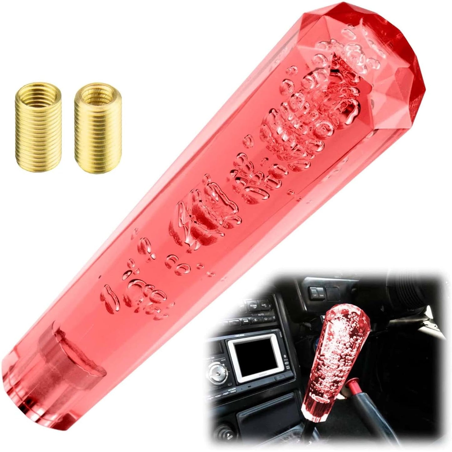 YOURKARTS LED Crystal Bubble Styling Sporty Handle Gear Shift Knob Manual/Automatic Universal conical Shape (15 cm)