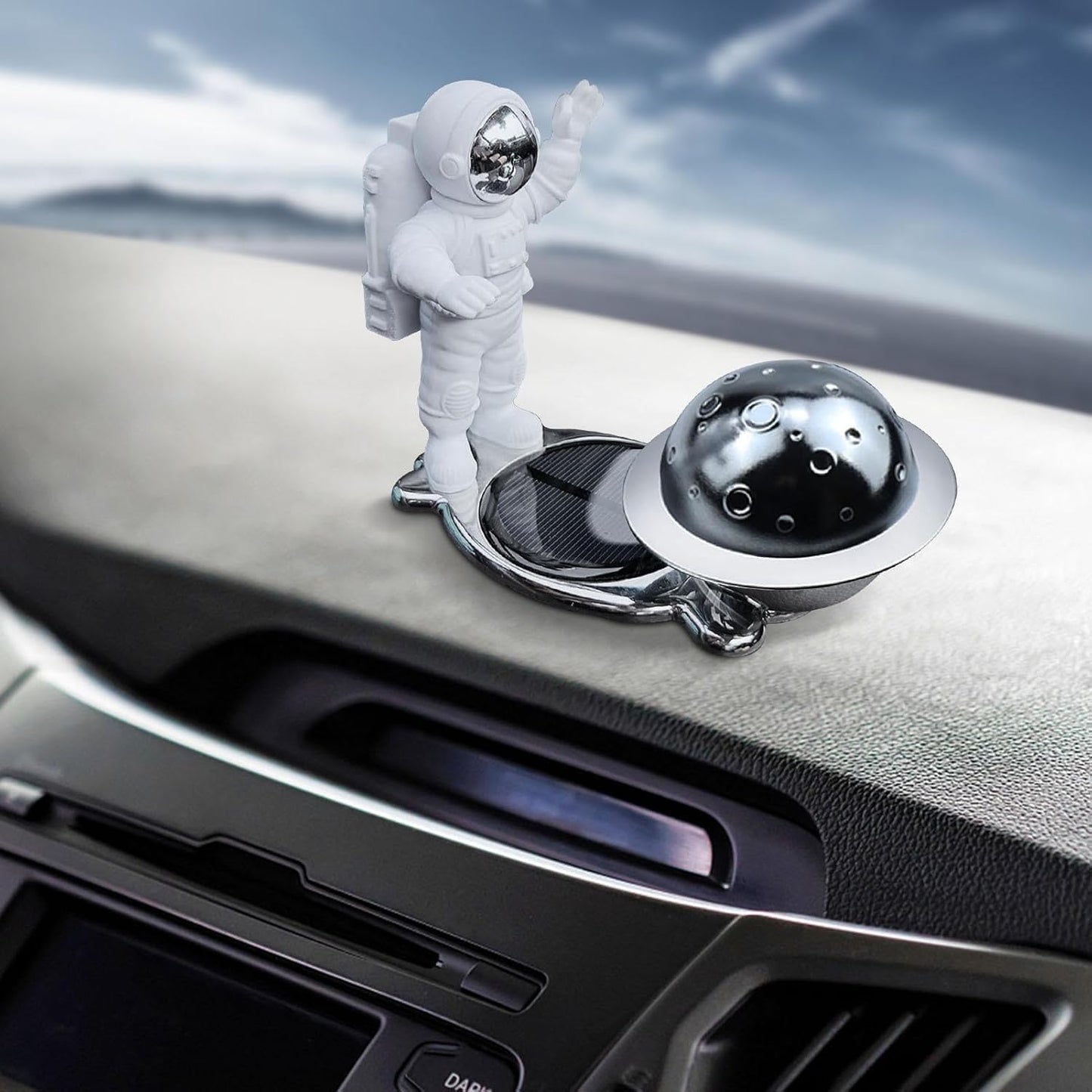 YOURKARTS.COM Solar Rotating Car Air Fragrance - Astronaut & Moon Oil Diffuser, Sunlight-Activated Rotating Car Perfume Decoration for Car Interior