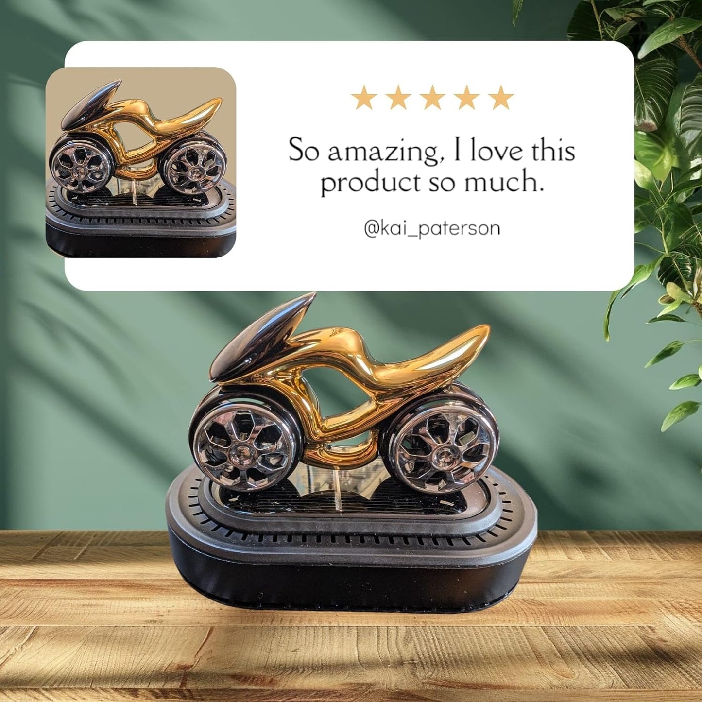 YOURKARTS.COM Solar-Powered Car Air Freshener - Aromatherapy Perfume with Stylish Bike Design