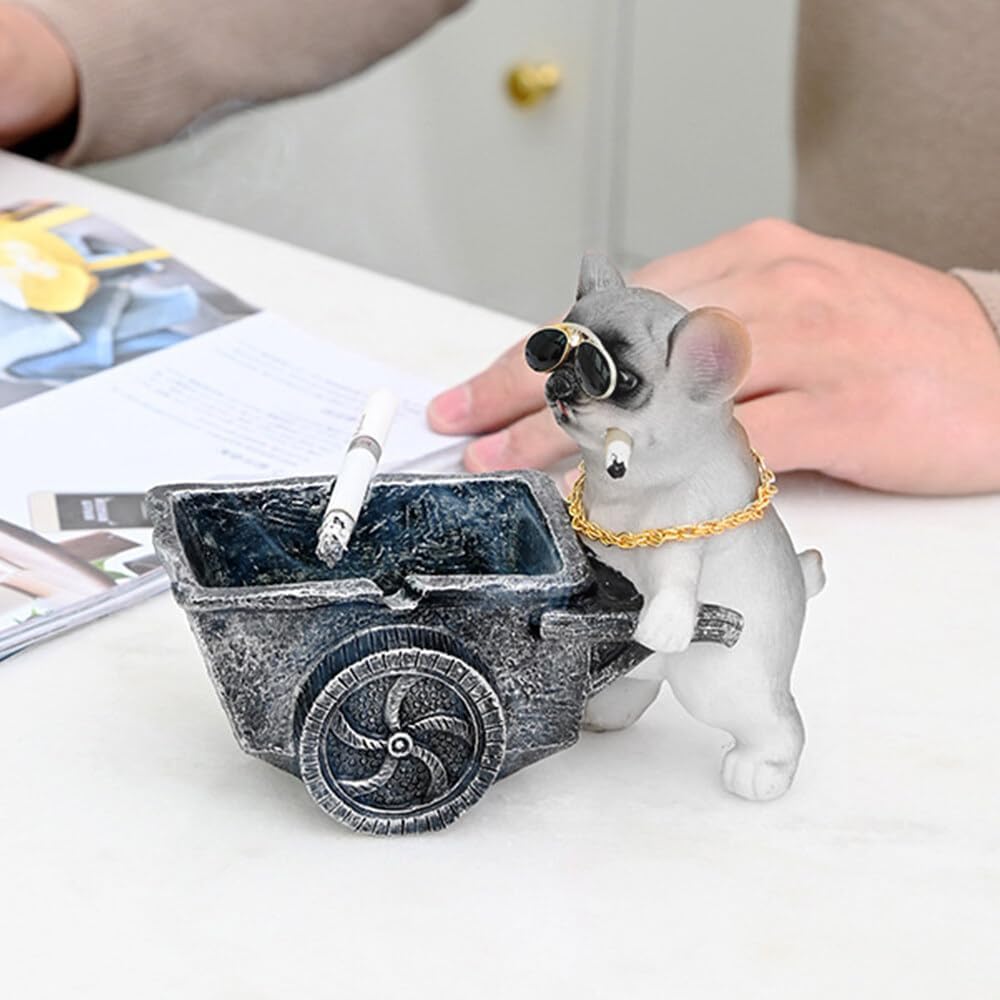 YOURKARTS.COM Small Car Dashboard Decorative Figurines Set (1, Bulldog Ashtray)