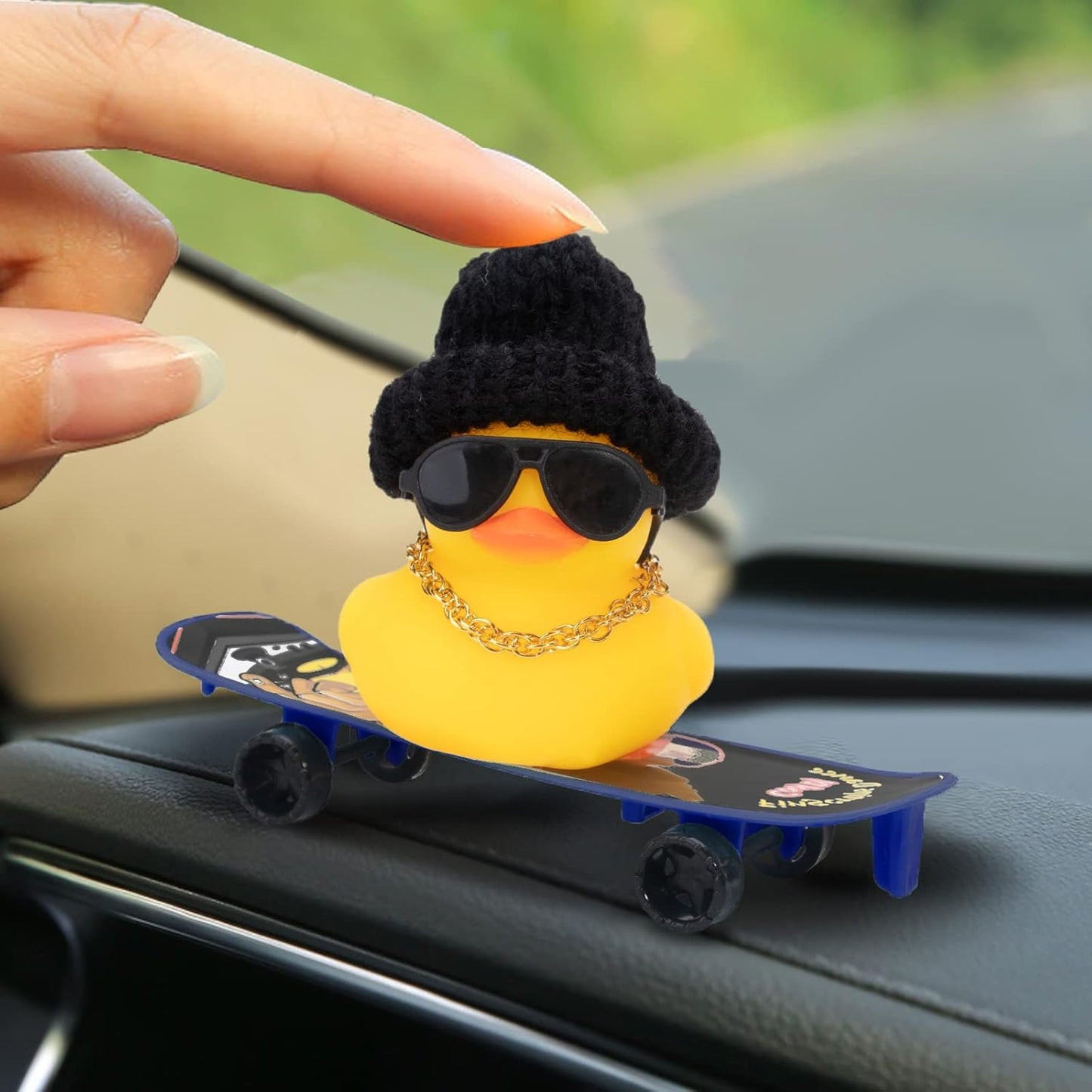 YOURKARTS.COM Cute Duck & Warrior Design Car Dashboard Accessory, Pack of 3 Adorable Toy (Skateboard Duck)