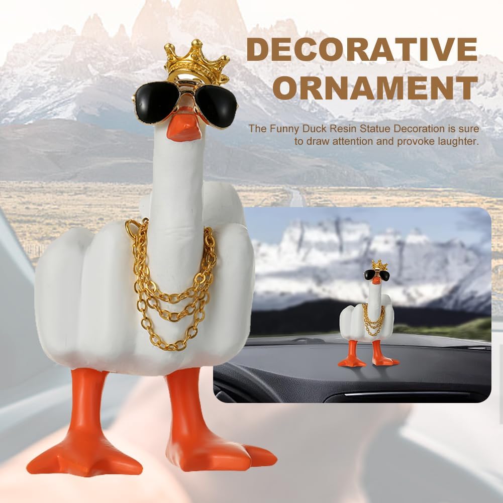 YOURKARTS.COM Cute Duck & Warrior Design Car Dashboard Accessory, Pack of 3 Adorable Toy (Gold Chain Duck)